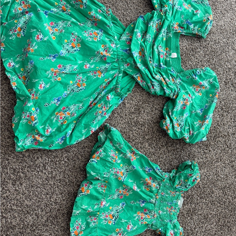 Cat & Jack Green Floral Dress Set